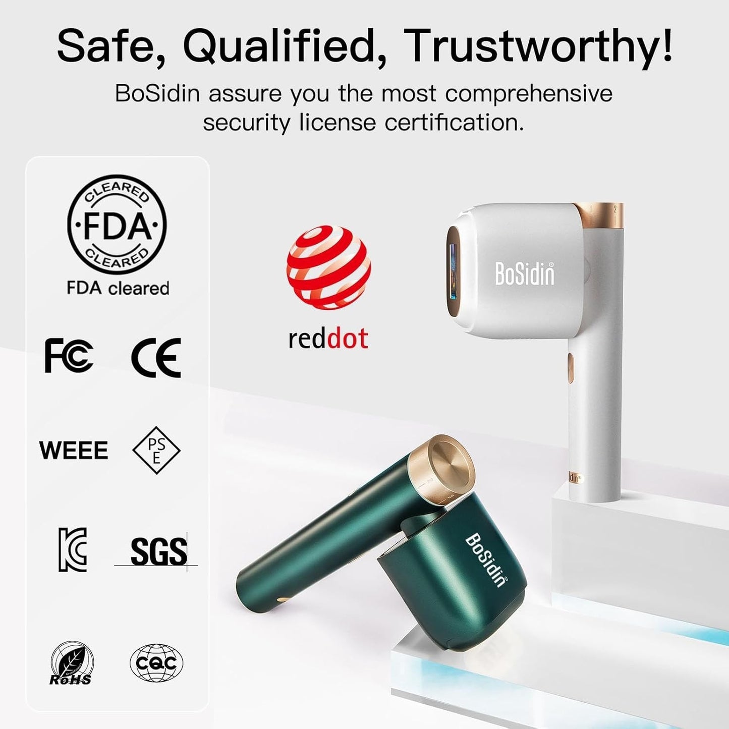 BoSidin Laser Hair Removal  IPL Hair Removal with Painless Ice-Cooling, 2-in-1