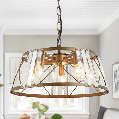 5-Light Modern Black Golden Crystal Chandelier