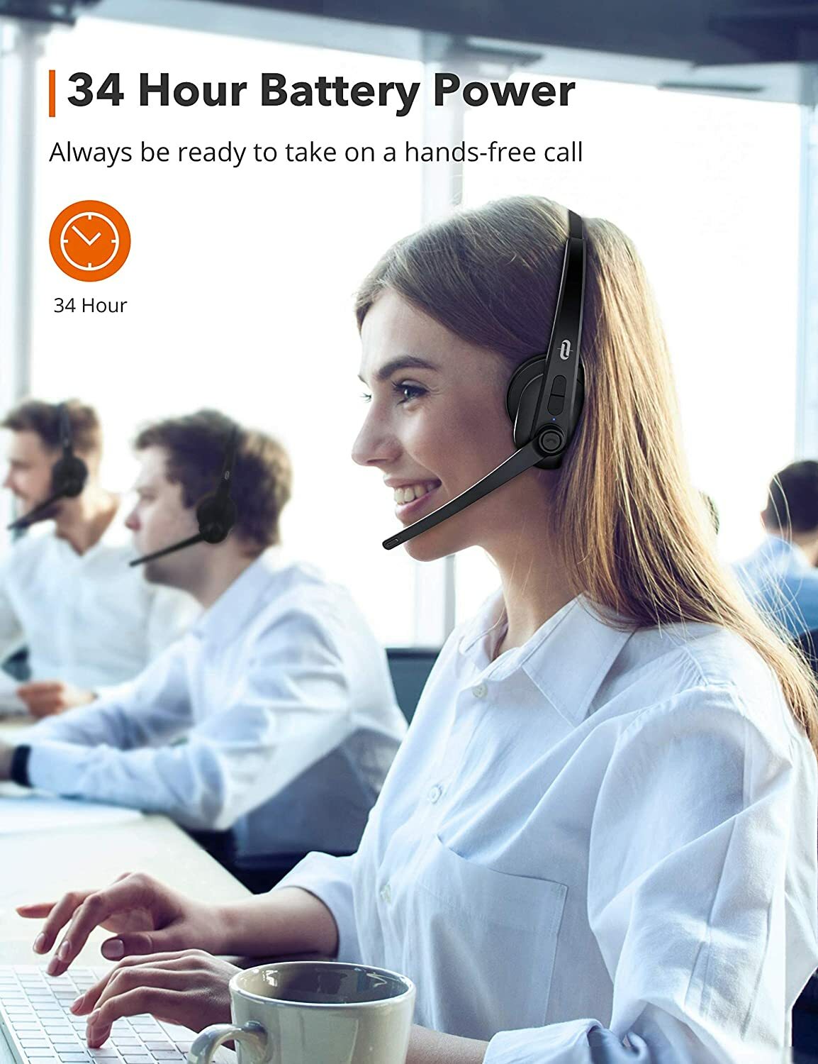 TaoTronics Trucker Bluetooth Headset with Microphone on ear 34h headphones